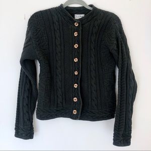 Vintage LL Bean Cable Knit Green Cardigan